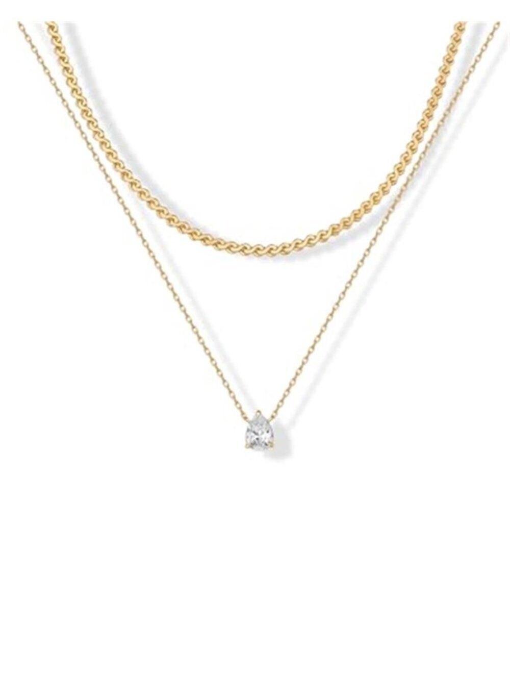 PAVOI 14K Gold Plated Statement Layered Necklace for Women, Chains Set